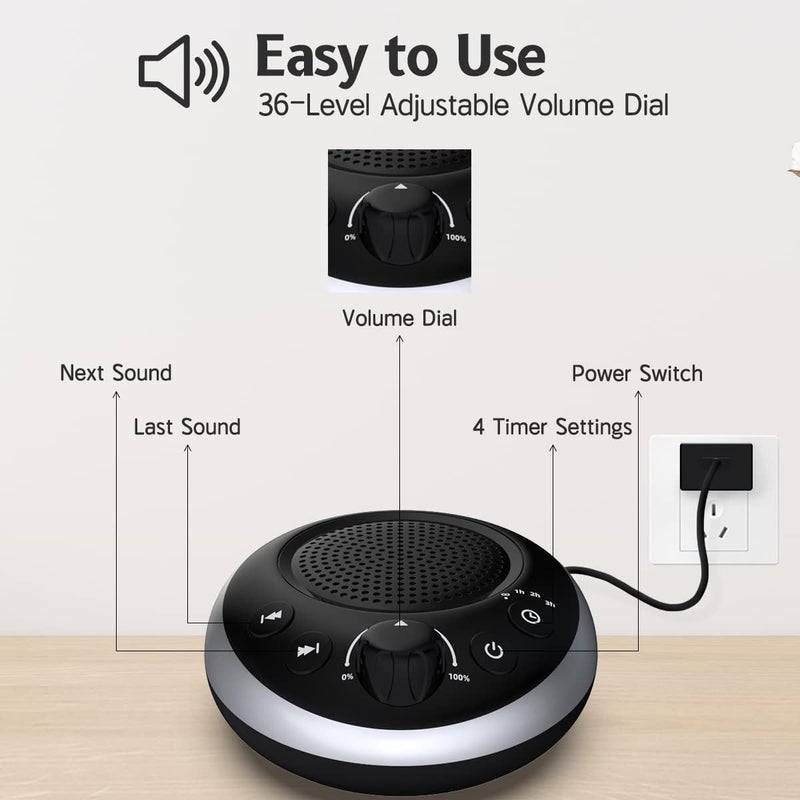 iDealSleep Sound Machine Loud White Noise Machine Nonstop Brown Noise Sleep Machine 30 Soothing Sounds for Baby Kids Adults Pink Noise Sounds Machine 36-Level Vol 4 Timer Memory Function for Home Travel Office - Image 3